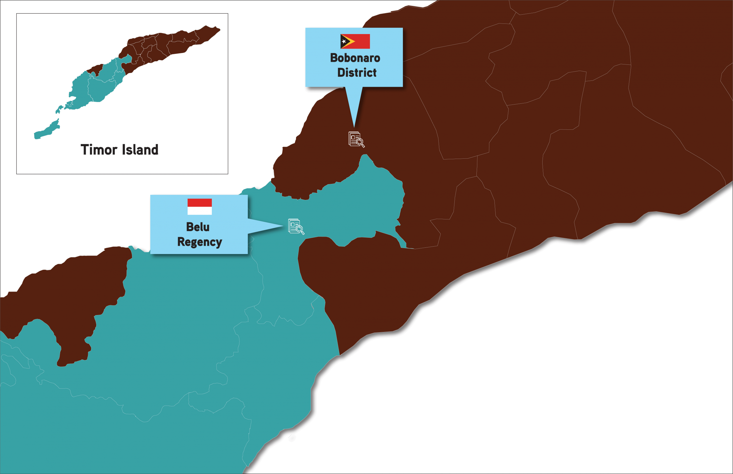 Map of the Indonesia and Timor-Leste malaria cross-border area